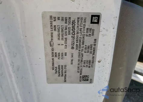 2015 Chevrolet Express G2500 z USA, uszkodzony, nr VIN 1GCWGFCF2F1175149